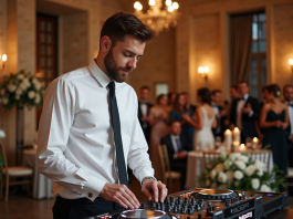 DJ pour mariage : conseils et astuces pour choisir le bon prestataire DJ homme en pleine animation lors d'un mariage élégant