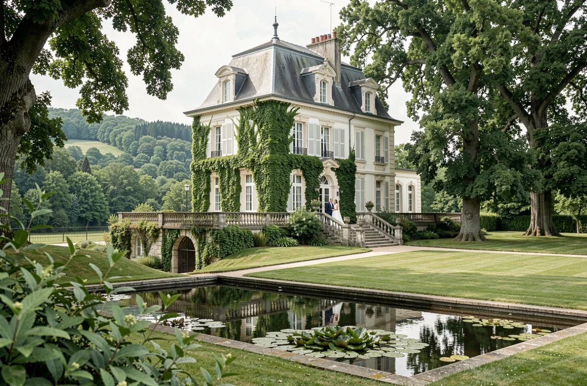 Domaine de la Tortinière à Montbazon, manoir victorien avec vue sur la vallée de l'Indre lors d'un mariage