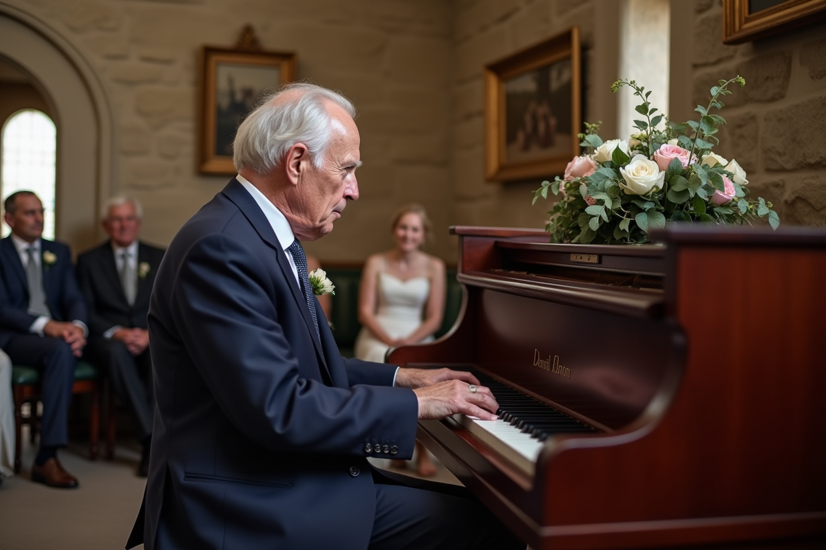 Homme âgé jouant du piano lors d