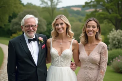 Jeune femme en robe de mariage dans un jardin français