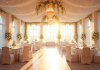 Salle de reception mariage élégante avec guirlandes florales