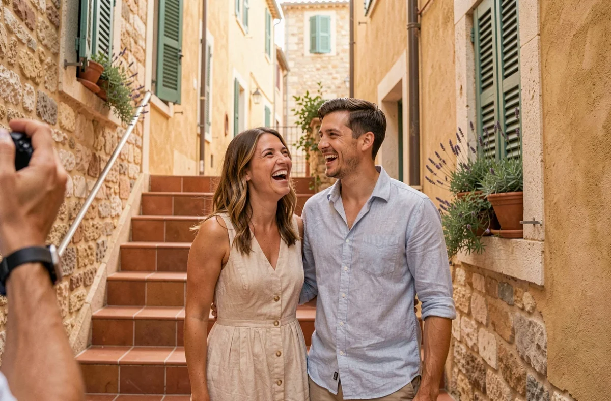 Séance photo de couple dans les ruelles historiques de Toulon avec un photographe professionnel